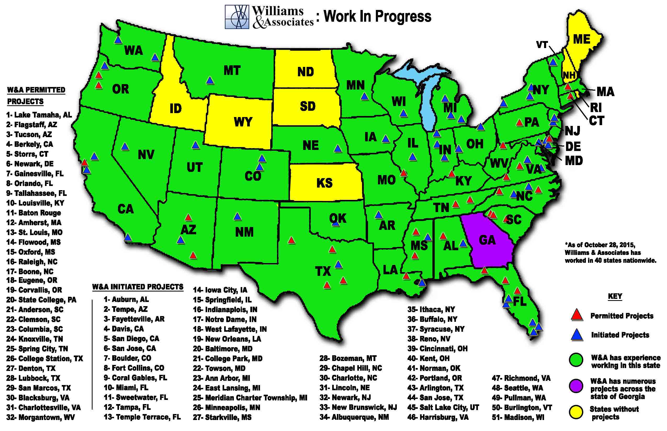 WA Engineering US Project Map